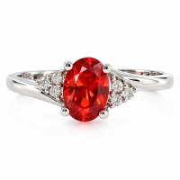 Elegante Anillo de Opalo Rojo en Plata .925