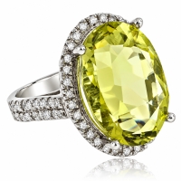 Anillo de Oro Blanco 14K con Citrina Amarilla Natural