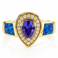 Anillo de Plata con Chapa de Oro y Tanzanita
