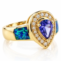 Anillo de Plata con Chapa de Oro y Tanzanita