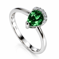Sterling Silver Anillo de Esmeralda