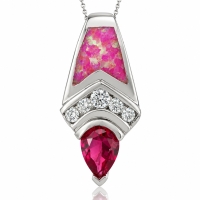 Dije de Plata con Piedra Rubí y Ópalo Rosa