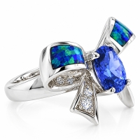 Anillo de Plata Forma de Moño con Opalo Australiano