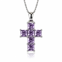 Cruz con Amatista en Plata de Ley .925