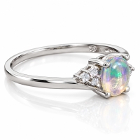 Anillo de Plata con una Pedra de Opalo de Fuego Genuino