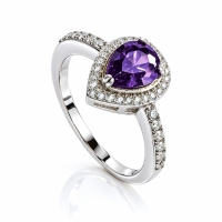 Anillo de Compromiso con Amatista Corte Pera