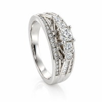 Anillo de Compromiso con Diamantes en Oro Blanco 18k