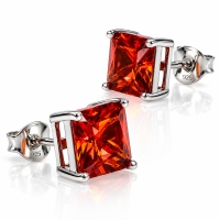 Elegantes Aretes de Plata .925 con Ópalo de Fuego