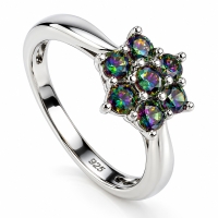 Anillo Flor en Plata con Topacio Mistico