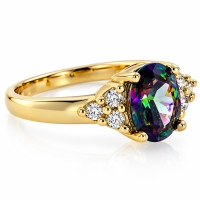 Anillo de Topacio Místico en Plata con Baño de Oro