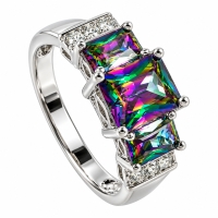 Anillo de Plata con 3 Gemas de Topacio Mistico
