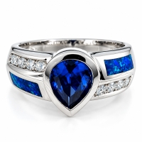 Anillo de Plata Esterlina con Tanzanita y Opalo