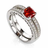 Doble Anillo de Plata Opalo de Fuego