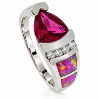 Anillo de Rubí y Ópalo Australiano en Plata