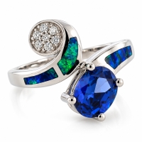 Anillo de Plata con Opalo Australiano y Tanzanita