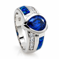 Anillo de Plata Esterlina con Tanzanita y Opalo
