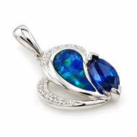 Dije de Tanzanita y Ópalo Azul en Plata .925