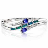 Brazalete de Plata .925 con Tanzanita y Opalo Australiano