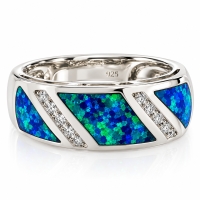 Hermoso Anillo de Ópalo Australiano Azul