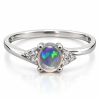 Anillo de Plata con una Pedra de Opalo de Fuego Genuino