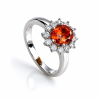 Anillo de Opalo de Fuego en Corte Ovalo Con Plata 925