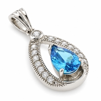 Dije de Plata .925 con una Gema de Topacio Azul