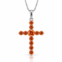 Fire Cherry Opal Silver Cross Pendant