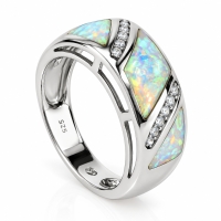 Hermoso Anillo de Ópalo Australiano Blanco