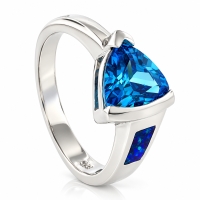 Anillo de Plata .925 con Topacio Azul y Ópalo