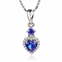 Colgante de Tanzanita Forma de Corazon Plata de Ley
