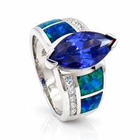 Anillo de Tanzanita y Opalo en Plata .925