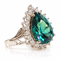 Anillo Elegante de Plata .925 con Alejandrita Azul/Verde