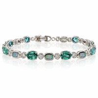 Hermosa Pulsera de Plata .925 con Alejandrita y Ópalo Blanco