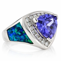 Anillo de Plata con Opalo Australiano y Tanzanita