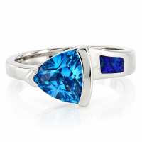 Anillo de Plata .925 con Topacio Azul y Ópalo