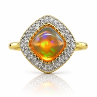 Anillo de Opalo en Plata con Chapa de Oro 14K