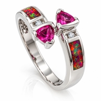 Anillo de Plata con 2 Zafiros Rosas