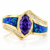 Anillo de Tanzanita en Plata con Chapa de Oro 14K