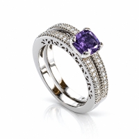Doble Anillo de Plata Amatista