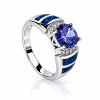 Anillo de Tanzanita y Opalo Australiano Plata de Ley