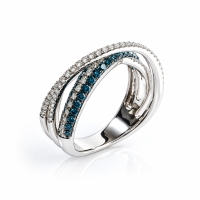Anillo de Oro Solido de 14K con Diamantes Azules 0.66 Quilates