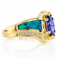Anillo de Tanzanita en Plata con Chapa de Oro 14K