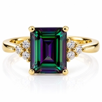 Anillo Elegante de Topacio Mistico en Plata con Baño de Oro 14K