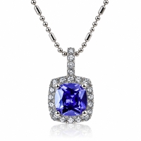 Dije de Tanzanita Corte Princesa en Plata .925