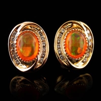 14K Gold Plated Quality Fire Opal Silver Earrings
