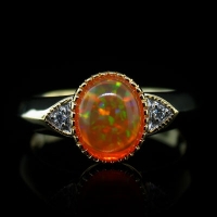 14K Gold Plated Quality Fire Opal Silver Ring