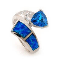Australian Opal Ring with Blue Topaz