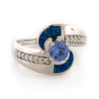 Hermoso Anillo de Plata con Opalo y Tanzanita