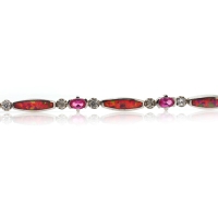 Pulsera de Plata de Ley .925 con Zafiro y Opalo Rosa