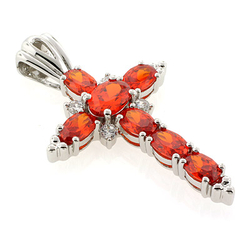 Dije de Cruz con Ópalo de Fuego en Plata .925